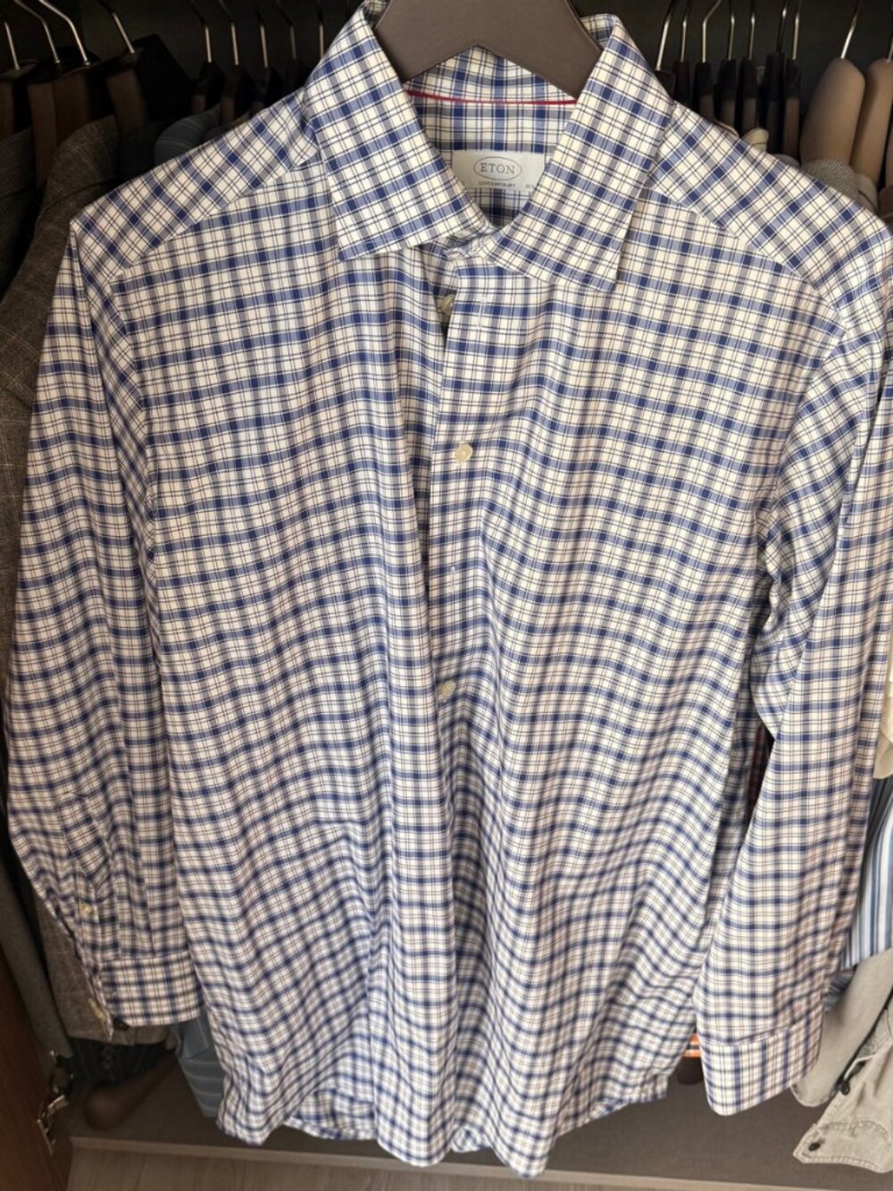 Sand Navy Gingham Check Dress Shirt – Neck 16.5